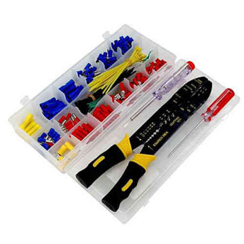 273pc Assorted Electrical Terminals & Crimping Pliers