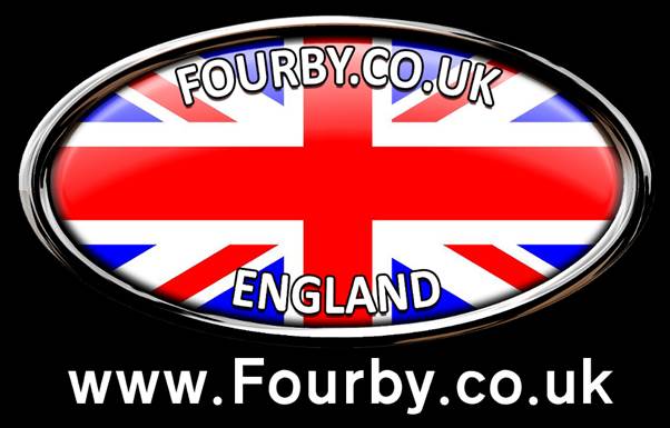 Logo featuring the Union Jack with the text 'FOURBY.CO.UK' and 'ENGLAND' underneath, along with a website URL.